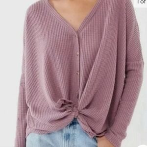 Urban Outfitters Lavender knit waffle thermal shirt Size‎ S